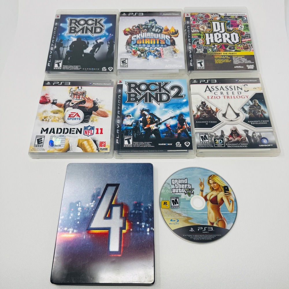 Playstation 3 PS3 Lot of 8 Games GTA Battlefield Rock Band Assassins Creed